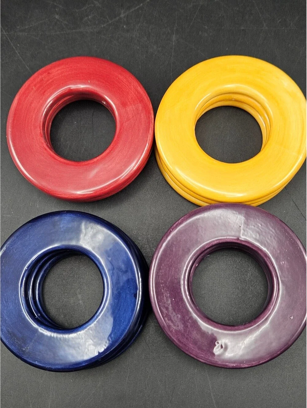 Tabletops Unlimited Carnival Ceramic Napkin Rings - Set of 12